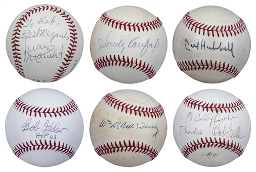 Lot of (6) Hall of Famers Single Signed Baseballs (Doerr Family LOA & PSA/DNA PreCert)